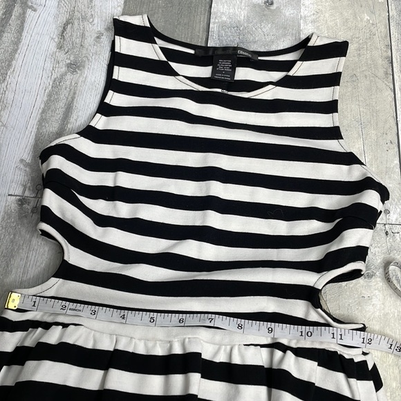 ellison black and white striped midi dress with cutouts at waistline. Size Med - Picture 7 of 10